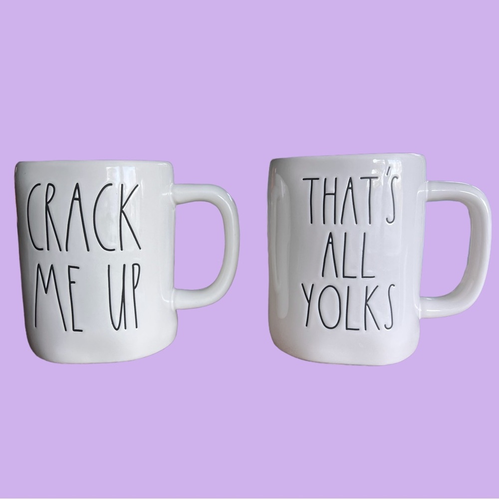 Rae Dunn Easter Spring Crack Me Up Mug Set - White